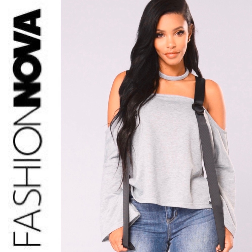 Cold Shoulder Ribbon Crop Sweater Shirt